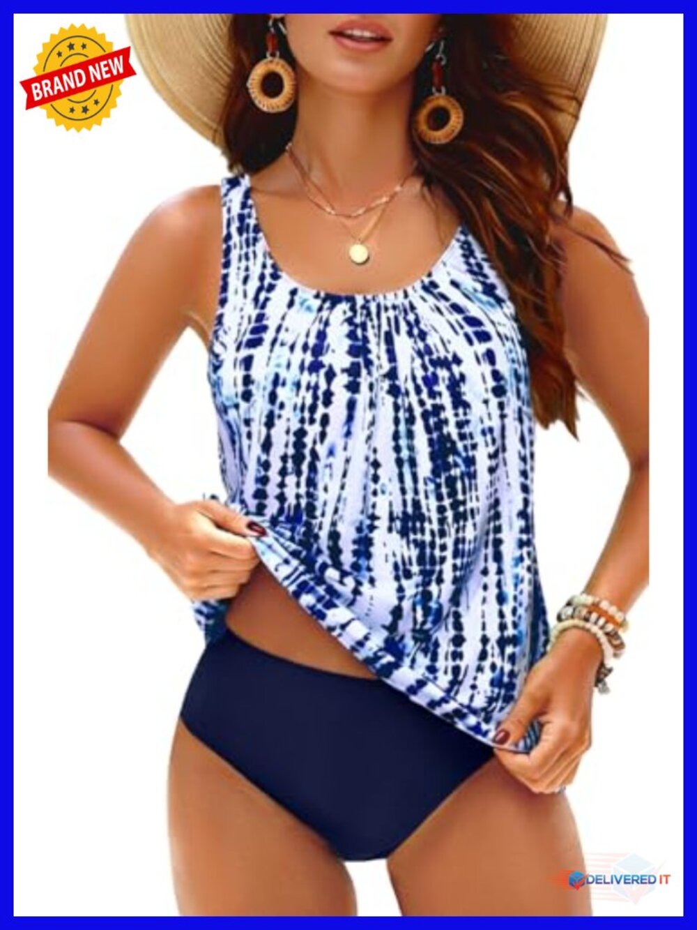 Blouson Tankini Swimsuits for Women Loose Fit Modest Two Piece Bathing Suits